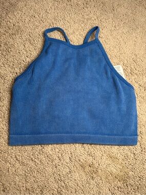JoyLab Cornflower Blue Ribbed Halter Crop Top